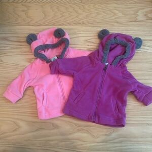 NWOT cuddle club fleece jackets, 0–3 months, pink purple